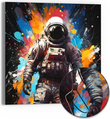 Produktbild von DEQORI Hybrid Leinwand Bild 30x30 cm 'Galaktische Visionen' Wandbild Glas flach modern