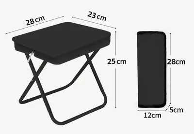 Zdjęcie produktu dla Krzesełko turystyczne krzesło wędkarskie składane kempingowe taboret stołek czarne 25x28x23 cm 100 kg