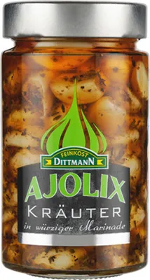 Image de Feinkost Dittmann Ajolix Gousses d'ail herbes Marinade aux herbes 230g