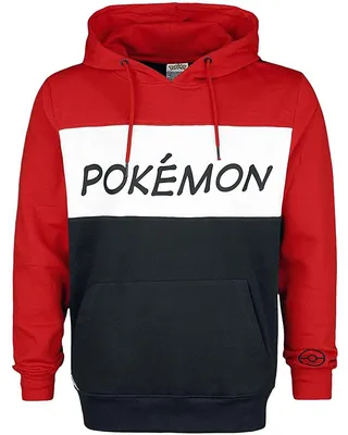 Produktbild von Difuzed - Hoodie Herren - Pokémon (rot-schwarz-weiß) Pullover Kapuzenpullover Größe L