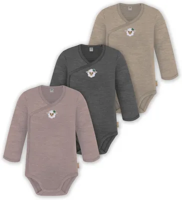 Produktbild von normani 3er Pack Baby Merino Langarm Wickelbody