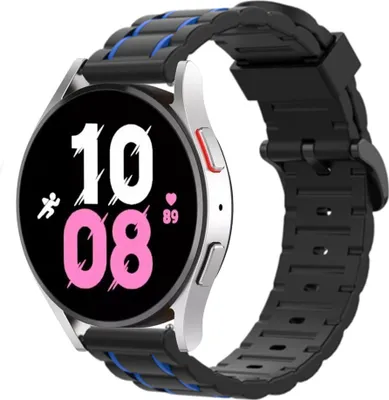 Produktbild von Strap-it Samsung Galaxy Watch 5 - 44mm Sportschnallenarmband (Schwarz/Blau)
