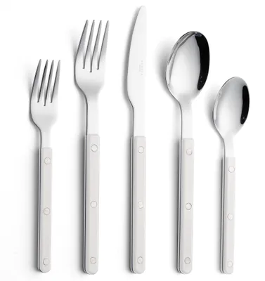 Produktbild von Besteckset Essbesteck Tafelbesteck - 10-teilig - Edelstahl 18/0 - Weiß mit Kunststoffgriffen - Für 4 Personen - Für Alltag und Feiern
