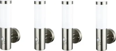 Four identical outdoor wall lights are displayed against a white background.