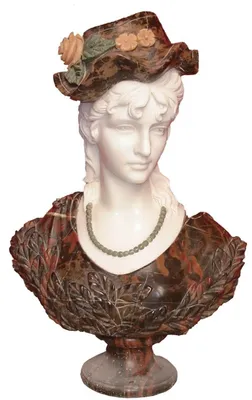 Image de Casa Padrino Luxe Art Nouveau Buste Décoratif en marbre Dame Blanc / Marron H. 60 cm