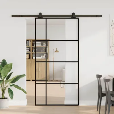 Produktbild von vidaXL Schiebetür mit Beschlag 102,5x205 cm ESG-Glas & Aluminium