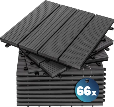 Immagine prodotto di Casaria Set 66 Pezzi Piastrelle da Giardino 30x30cm 6m² in WPC Resistente Mattonelle ad Incastro per Pavimento Terrazza Balcone Esterno Sistema a Clic