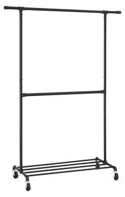 Produktbild von Kleiderständer mit Doppelstange – Vintage-Industrie – verstellbar – beweglich – 130 x 49 x 198 cm