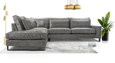 Produktbild von AX LIVING Couch hellgrau Castellio Wohnlandschaft L Form 314 cm L