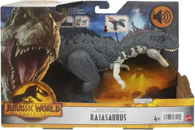 Obrázok produktu pre Mattel HDX45 Jurassic World Dominion Rajasaurus Roar Attack Primeval Dinosaur Pohyblivá hracia figúrka Vysúvacia skenovacia karta DNA so zvukom