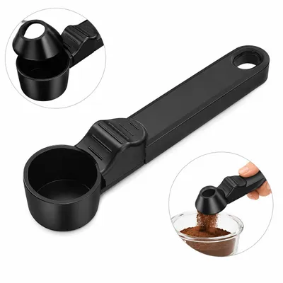 Produktbild von Kaffeelöffel mit Trichter für Wiederverwendbare Kaffeekapseln, 2 EL Kaffee Scoop mit Selbstnivellierung, Kleckerfrei – Schwarz