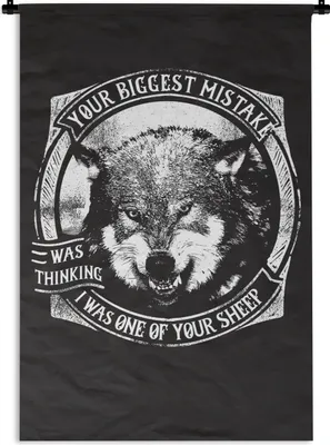 Produktbild von MuchoWow® Wandteppich Wandbehang Wolf - Retro - Schwarz - Weiß 120x180 cm Tapisserie Dekoration Wandtuch - Schlafzimmer - Dekorationen für das Haus