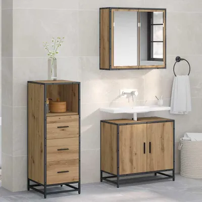 Immagine prodotto di Maison Exclusive - Set di mobili da bagno in legno effetto rovere artigianale, 35 x 37,5 x 100 cm
