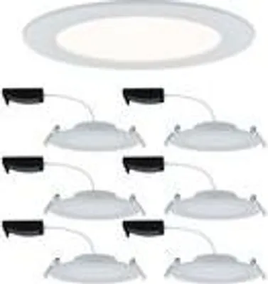 Produktbild von 6er Set 12W Einbau Paneele rund Einbauöffnung 15 cm 3000 Kelvin Einbaulampen 835lm enspricht 80W IP44 Bad Dusche Aussenlampen Weiß