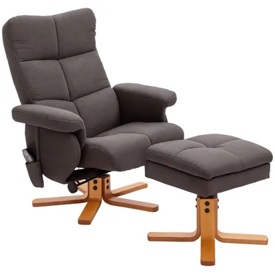 Produktbild von HOMCOM Relaxsessel Massagesessel mit Fußhocker Liegefunktion Braun