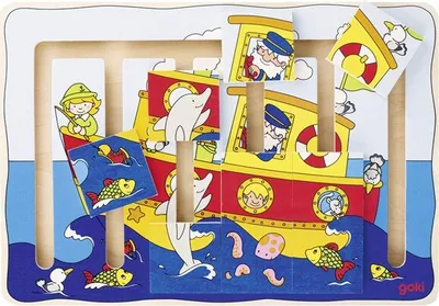 Produktbild von goki 57597 Schiebepuzzle Auf großer Fahrt, bunt (1 Stück)