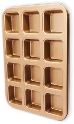 Productafbeelding van Mini Bakvormen voor Cakes en Brood - 12 Stuks, Langwerpige Anti-aanbakvormen voor Muffins en Brownies