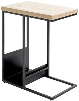 Produktbild von Azomor® Moderne Beistelltisch mit Eichen-Dekor und integriertem Zeitungsständer