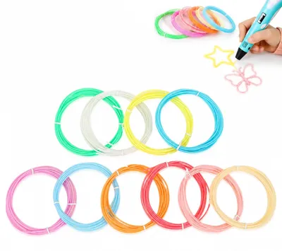 3D-Stift Filament 10 Farben, 1,75 mm PCL, 5 m/Farbe, Glow in the Dark