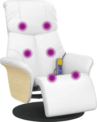 Produktbild von vidaXL Massagesessel mit Fußteil Weiß Kunstleder