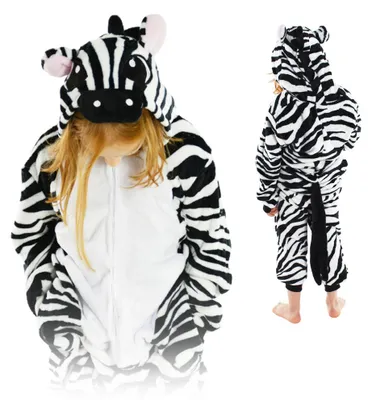 Produktbild von Kigurumi Onesie Zebra Pyjama Kostüm Strampler 146-152