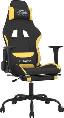 Produktbild von vidaXL Gaming-Stuhl mit Massage & Fußstütze Schwarz und Gelb Stoff