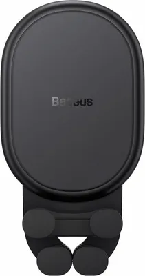 A black car phone holder with the brand name 'Baseus' printed on it.