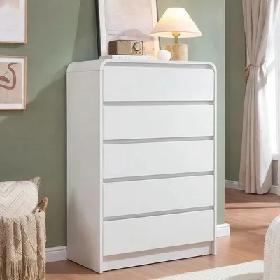Produktbild von Weißer 5-Lader-Schrank minimalistisch ohne Griffe