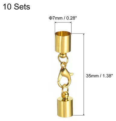 Produktbild von 10 Stš¹ck Kettenverschluss 7mm Lederkordel Endkappen mit Karabinerverschlš¹ssen Verschluss fš¹r Armb?nder Verschlš¹sse DIY Schmuckherstellung Herstellung Lederarmb?ndern, Goldfarben