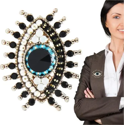 Immagine prodotto di Spilla Camerazar Oro con zircone e occhio nero, spilla con perline