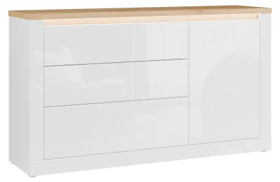 Produktbild von Furniture24 Sideboard Duraoak Dukk222Rb-Q356 Kommode 156 Cm Mit Led Push To Open - Weiß Hochglanz