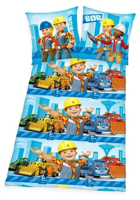 Produktbild von Herding Biber Flanell Kinder Bettwäsche 2 tlg. 135x200cm Bob der Baumeister Baustelle