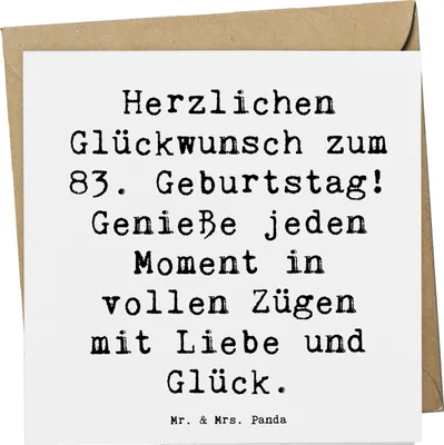 Produktbild von Mr. & Mrs. Panda Glückwunschkarte Spruch 83. Geburtstag Liebe Glück - Weiß - Geschenk, doppelkarte, anlasskarte, und, Klappkarte, Geburtstagsgeschenk, 83 Jahre alt werden