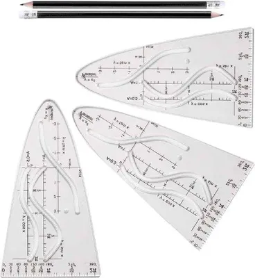 Produktbild von Matheschablone Kurvenlineal Set von 3 mit Bleistift