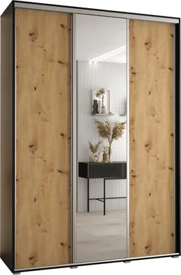 Produktbild von MEBLE KRYSPOL Davos 3 Schrank, drei Türen - 235,2x180x45 cm - Schwarz Artisan Silber