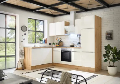 Produktbild von Küche Küchenzeile Winkelküche Marleen Premium 280 cm Weiß Artisan Eiche Respekta