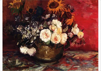 Produktbild von Kunstkarte Vincent van Gogh "Rosen und Sonnenblumen"