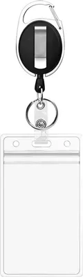 Produktbild von Ausweishalter mit Clip, Ausweisrollen, einziehbar, robust, vertikaler Ausweishalter mit Schlüsselband, Namensschildhalter, Bürobedarf