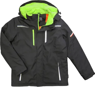 Produktbild von Terrax Workwear Herren Berufsparka Arbeitsparka Softshell leicht wattiert - Arbeitsjacke mit reflektierenden Details in Schwarz-Limette Größe 3XL