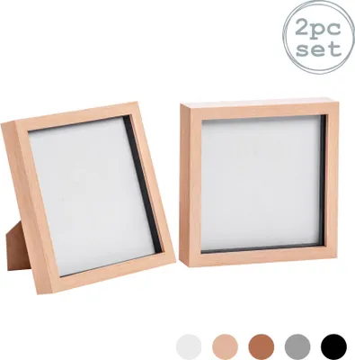Produktbild von 8x8 Fotorahmen Bilderrahmen in heller Holzoptik - stehend und hängend x2