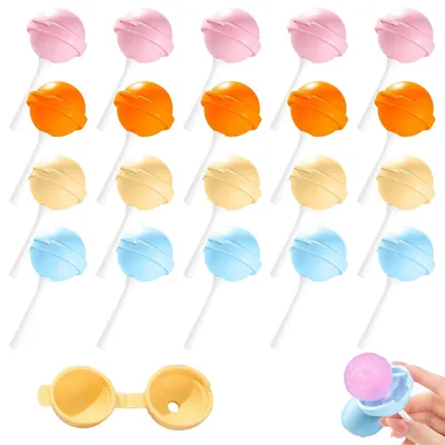 20 Silikon-Eisformen, Lolly-Form, 4 Farben, wiederverwendbar