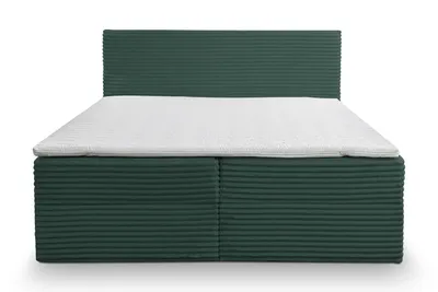 Produktbild von VENASI Boxspringbett 140x200 mit Bettkasten, Tilly Doppelbett Grün Cordstoff