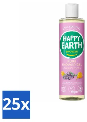Imagen del producto de 25 unidades de gel de ducha "Happy Earth Pure" - Lavanda e Ylang-Ylang - 300 ml - Paquete económico