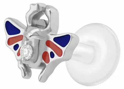 Produktbild von Ohrpiercing, Nasenpiercing PTFE Labret mit Innengewinde + Titan-Aufsatz SKARABÄUS Silber Stablänge: 5mm | Stabstärke: 1,2mm