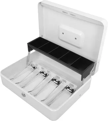 Imagen del producto de Caja fuerte con combinación numérica - 3 dígitos - compartimento extraíble - 30x24x9 cm - blanca