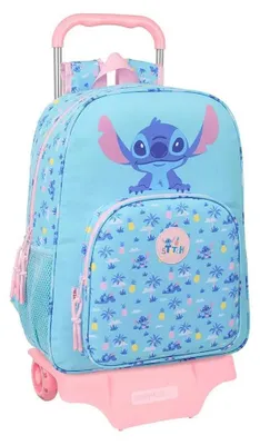 Image de Sac à dos Safta Stitch Waves, 22,5 litres, avec roulettes, bleu. Pour enfants, couleur bleu, taille unique