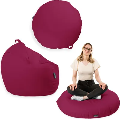 Produktbild von Sitzsack mit füllung 2 in 1 Sitzkissen Bean Bag Outdoor Indoor Wasserfest | Weinrot 125cm