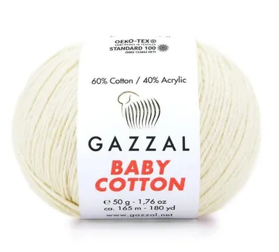 Produktbild von Gazzal Baby Baumwolle 3437 Baumwollgarn 50g 165m Creme Haekel- und Strickgarn