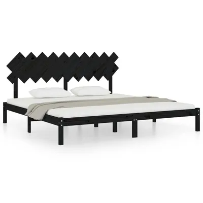 Produktbild von vidaXL Massivholzbett Schwarz 200x200 cm