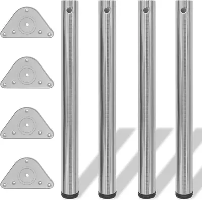 Produktbild von 4x höhenverstellbares Tischbein gebürstetes Nickel 710 mm